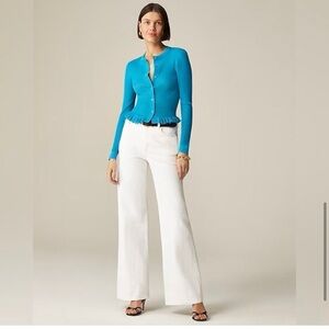 J Crew Jeans Womens 25 White Denim Wide Leg Trousers Hi Rise Measures 28X31
